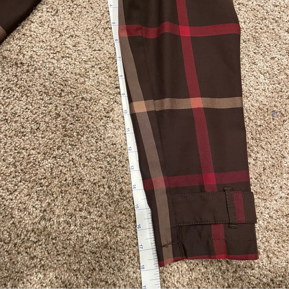 Merona Brown/Maroon Plaid Trench Coat - Picture 7 of 10